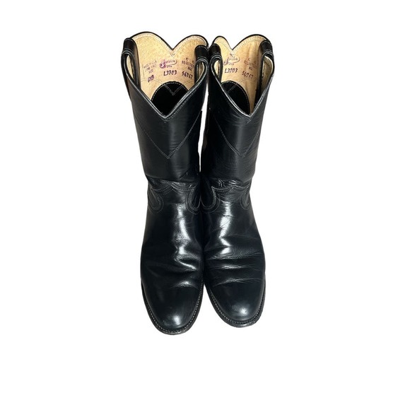 Justin Roper Cowboy Boots L3703 Women’s Size 6.5B Black leather Cowgirl - Picture 2 of 5